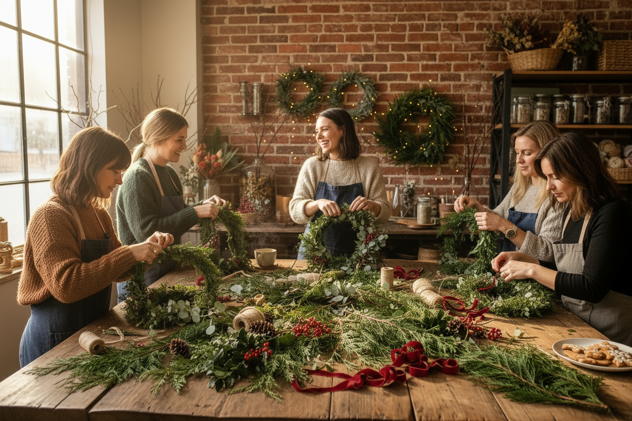Have two of the women looking at each other and smiling
